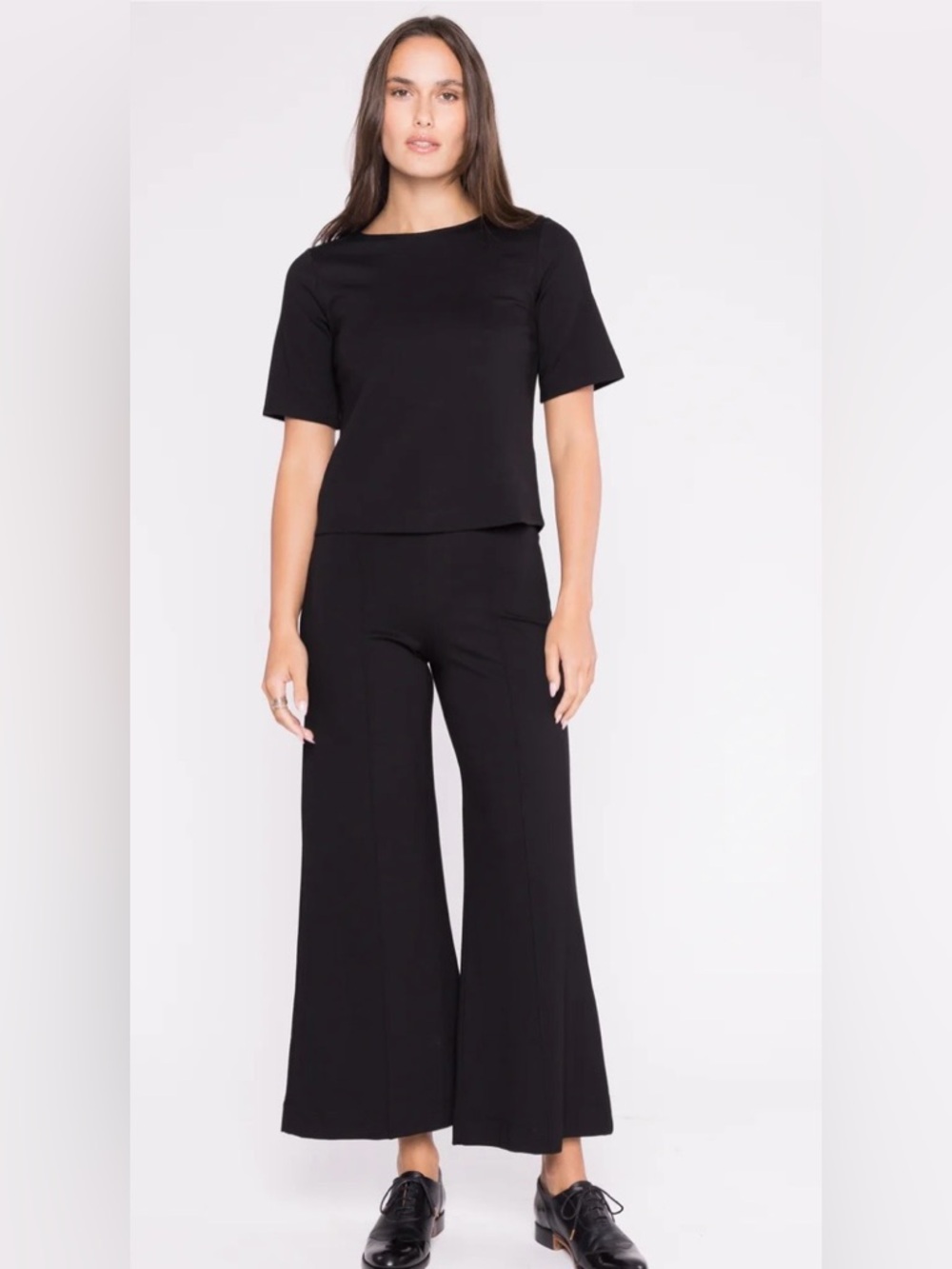 Ripley Rader Black Ponte Knit Wide Leg Pants High Waist cropped Size small NWT - Picture 2 of 10